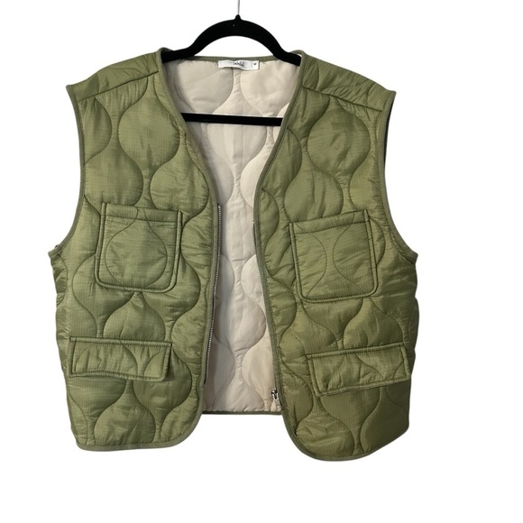 Talulah Women’s All Seasons Olive Quilted Zip Up Sleeveless Vest Size M GUC - Picture 1 of 9